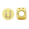 Brass Micro Pave Clear Cubic Zirconia Beads KK-T030-LA843-UX3-2