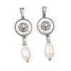 Natural Cultured Freshwater Pearl Rice Tassel Pendants PALLOY-JF05741-02-1
