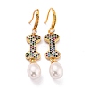 Bone with Imitation Pearl Beads Sparkling Cubic Zirconia Dangle Earrings for Her ZIRC-C025-29G-1