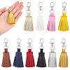 WADORN 10Pcs 10 Colors PU Imitation Leather Tassel Keychains KEYC-WR0001-19-1