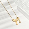 Ion Plating(IP) 304 Stainless Steel Bowknot Pendant Cable Chain Necklaces for Women NJEW-P320-12A-G-3