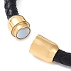 Round Natural Black Onyx(Dyed & Heated) Beads Braided Leather Cord Bracelets BJEW-A009-01G-3