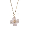 Natural Rose Quartz Clover Pendant Necklaces NJEW-JN05132-04-2