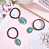3Pcs 3 Styles Rubber & Synthetic Turquoise Elastic Hair Accessories AJEW-CY0001-75-3