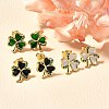 Clover Brass Micro Pave Cubic Zirconia Stud Earring EJEW-C126-01G-1