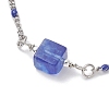 Blue Watermelon Stone Glass Bead Link Btacelets BJEW-JB13080-3
