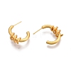 Brass Spiral C-shape Stud Earrings for Women EJEW-G321-14MG-3