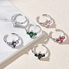 Brass Micro Pave Cubic Zirconia Cuff Open Rings for Women RJEW-L343-14P-1