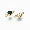 Brass Micro Pave Green Cubic Zirconia Links Connectors KK-T063-58G-NF-2