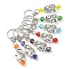 7Pcs 7 Colors Glass & Tibetan Style Alloy Elephant Pendant Decorations HJEW-JM02198-1