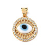 Lampwork Evil Eye Pendants with Clear Cubic Zirconia ZIRC-L102-11G-02-2