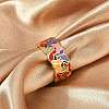 Brass Micro Pave Cubic Zirconia Enamel Cuff Rings for Women RJEW-L113-019G-03-1