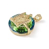 Brass Micro Pave Cubic Zirconia with Glass Pendents KK-Q815-05G-2