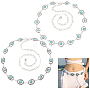 ARRICRAFT 2Pcs 2 Style Synthetic Turquoise Flower & Oval Link Chains Belt AJEW-AR0001-51-1