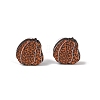 Wood Stud Steel Needle Earrings EJEW-U016-02P-02-2