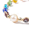 Natural Pearl & Lampwork Evil Eye Beaded Dangle Earrings & Bracelet SJEW-JS01260-2