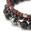 Natural Wood Beads Stretch Bracelets Set BJEW-JB07344-7