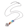 Alloy Heart with Tree Pendant Necklace with 304 Stainless Steel Cable Chains NJEW-JN04459-3