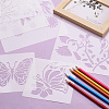 2Sets Square with Floral & Butterfly Pattern PET Drawing Stencil DIY-CW0001-12-13