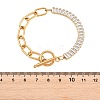 304 Stainless Steel Pave Clear Cubic Zirconia Link Bracelets BJEW-D460-10G-4