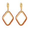 Rack Plating Brass Cubic Zirconia Rhombus Hoop Earrings EJEW-L303-02G-5
