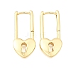 Brass Lock Hoop Earrings EJEW-Z121-03G-4