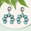 Alloy Synthetic Turquoise Dangle Stud Earrings EJEW-U053-09B-AS-2