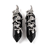 Natural Obsidian Double Terminal Pointed Pendants G-C144-03P-11-1