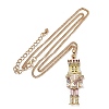 Alloy Enamel Christmas Nutcracker Pendant Necklaces NJEW-L048-01G-02-4