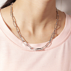 Simple Brass Micro Pave Clear Cubic Zirconia Paperclip Chain Necklaces for Daily Wear TA5065-4