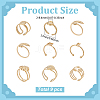 9Pcs 9 Styles Ion Plating(IP) 304 Stainless Steel Open Cuff Ring Components STAS-WR0001-34-2
