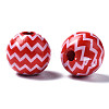 Painted Natural Wood European Beads WOOD-S057-046-4
