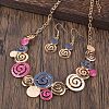 Round Spiral Hollow Out Alloy Enamel Pendant Necklaces & Dangle Earrings Sets WGCCFFB-07-1