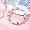 Printed Handmade Porcelain & ABS Plastic Imitation Pearl Beads Stretch Bracelets BJEW-JB12698-1