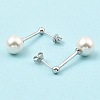 Shell Pearl Round Dangle Earrings EJEW-Z024-12A-P-2