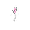 Horse Eye 304 Stainless Steel Pink Cubic Zirconia Eyebrow Curved Barbell Rings WG9A661-02-1