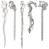 10Pcs 5 Styles Fox Swan Peacock Tibetan Style Alloy Bookmarks FIND-SC0009-01-1