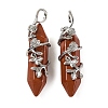 Natural Red Jasper Double Terminal Pointed Pendants G-C144-03P-03-1