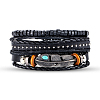 1Pc Cowhide & Imitation Leather Cord Knitted Multi-strand Bracelets AJEW-GF0011-50E-5