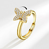 Adjustable Brass Pave Cubic Zirconia Enamel Rotating Finger Rings for Women FS-WGAC909-02-2