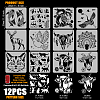 12Pcs 12 Styles PET Hollow Out Drawing Painting Stencils DIY-WH0394-0254-2