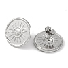 304 Stainless Steel Flat Round with Sun Stud Earrings EJEW-D281-24S-2