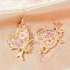 Alloy & Dried Flower Dangle Earrings AL-Z001-01G-01-2
