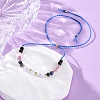 Faceted Round Natural Black Agate & Sodalite & Rose Quartz & Quartz Crystal Braided Bead Bracelets BJEW-F493-09G-02-1