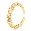 Brass Micro Pave Cubic Zirconia Cuff Ring RJEW-F118-05-4