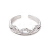 Clear Cubic Zirconia Wave Open Cuff Ring RJEW-B028-06P-2