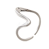 Rhodium Plated 925 Sterling Silver Wave Cuff Rings RJEW-D300-02P-2
