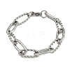 304 Stainless Steel Paperclip Chain Bracelets for Women Men BJEW-Z143-24P-4