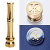 Golden Tone Brass Wax Seal Stamp Head with Bamboo Stick Shaped Handle LS-STAM-K001-05G-X-1