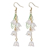 Flower Acrylic with 304 Stainless Steel Dangle Earrings EJEW-JE06142-1